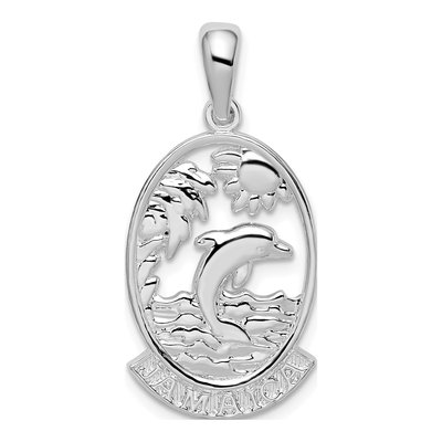 Sterling Silver Dolphin Sunset Pendant