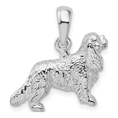 Sterling Silver 3D Cavalier King Charles Spaniel Pendant