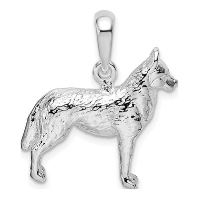 Sterling Silver 3D Siberian Husky Pendant