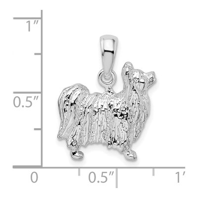 Sterling Silver 3D Papillon Dog Pendant – view 4
