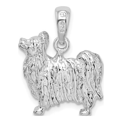 Sterling Silver 3D Papillon Dog Pendant – view 5