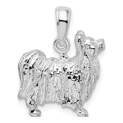 Sterling Silver 3D Papillon Dog Pendant