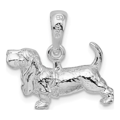Sterling Silver 3D Basset Hound Pendant – view 5