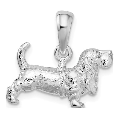 Sterling Silver 3D Basset Hound Pendant