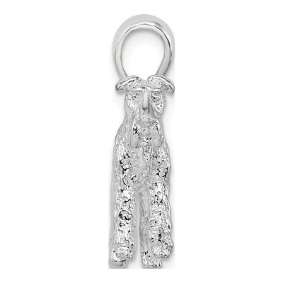 Sterling Silver Fox Terrier Dog Pendant, 3D Textured – view 3