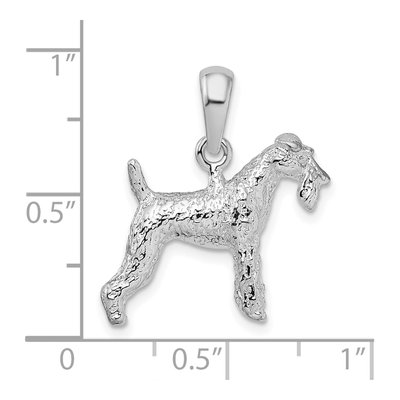 Sterling Silver Fox Terrier Dog Pendant, 3D Textured – view 4