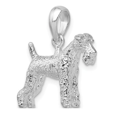 Sterling Silver Fox Terrier Dog Pendant, 3D Textured – view 6