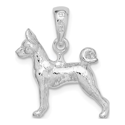 Sterling Silver 3D Basenji Dog Pendant – view 5
