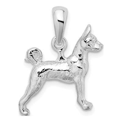 Sterling Silver 3D Basenji Dog Pendant