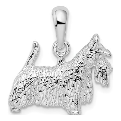 Sterling Silver 3D Scottish Terrier Pendant