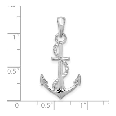 Sterling Silver 3D Anchor Rope Pendant – view 4