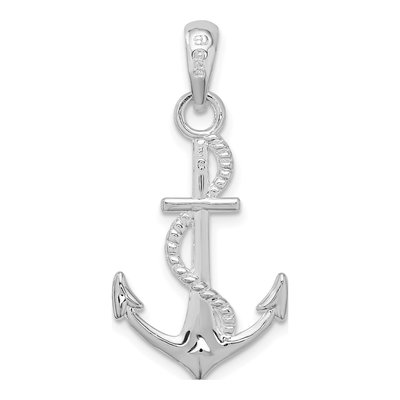 Sterling Silver 3D Anchor Rope Pendant – view 5