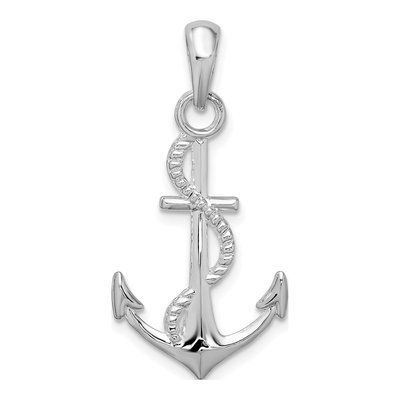 Sterling Silver 3D Anchor Rope Pendant
