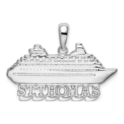 Sterling Silver St Thomas Cruise Ship Pendant