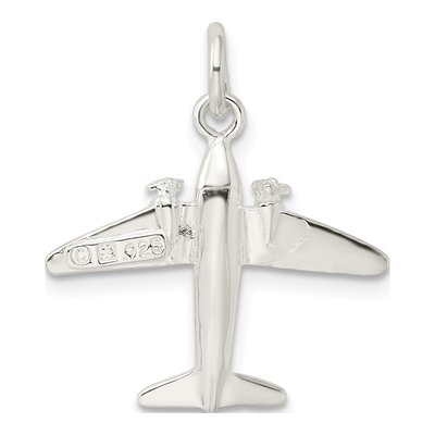 Sterling Silver Jet 3D Pendant – view 4