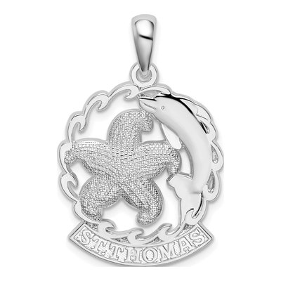 Sterling Silver Starfish Dolphin Pendant
