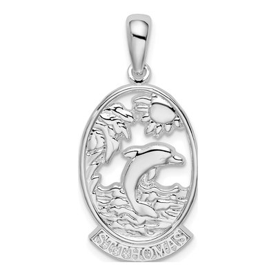 Sterling Silver Dolphin Sunset Pendant