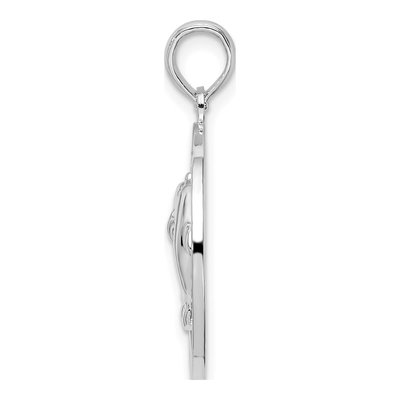 Sterling Silver Dolphin Circle Pendant – view 3