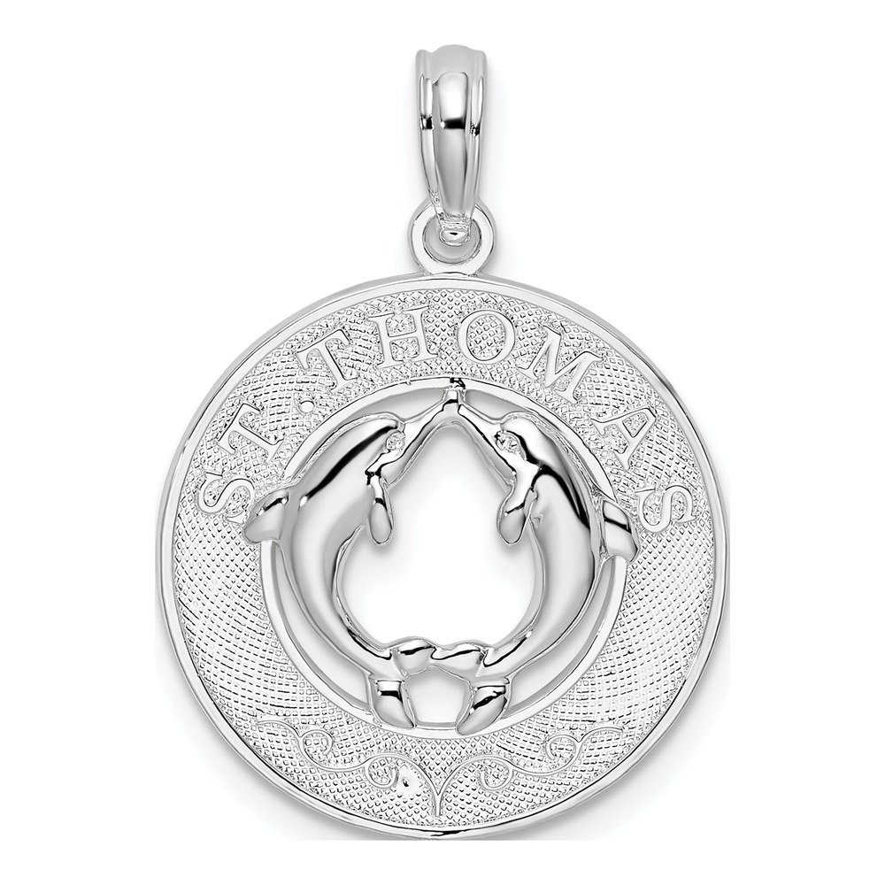 Sterling Silver Dolphin Circle Pendant