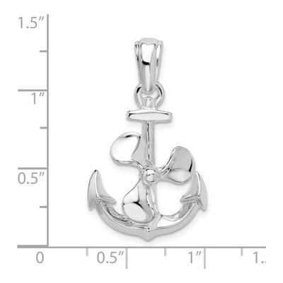 Sterling Silver 3D Anchor Propeller Pendant – view 4