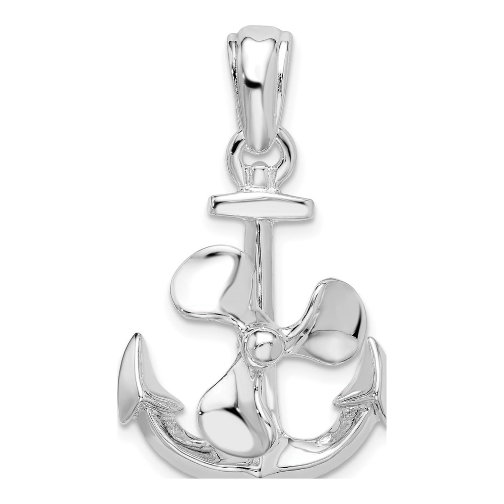 Sterling Silver 3D Anchor Propeller Pendant