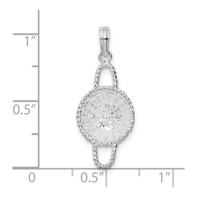 Sterling Silver 3D Round Basket Pendant – view 4