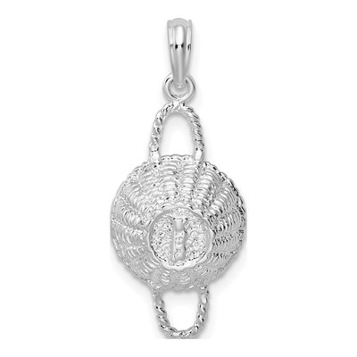 Sterling Silver 3D Round Basket Pendant – view 5
