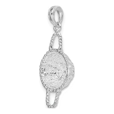 Sterling Silver 3D Round Basket Pendant – view 6