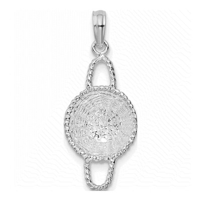 Sterling Silver 3D Round Basket Pendant