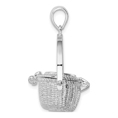 Sterling Silver 3D Nantucket Basket Pendant – view 3