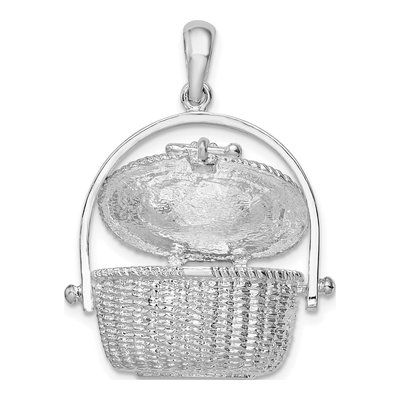 Sterling Silver 3D Nantucket Basket Pendant – view 4