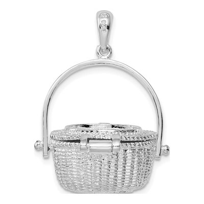 Sterling Silver 3D Nantucket Basket Pendant – view 5