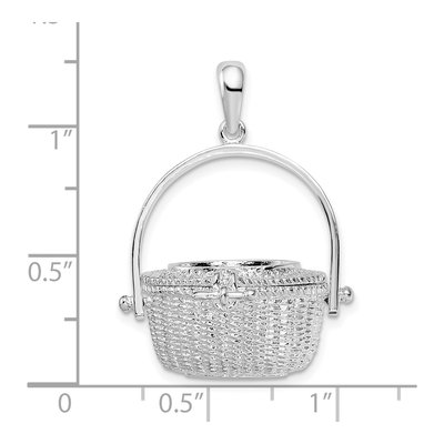 Sterling Silver 3D Nantucket Basket Pendant – view 6