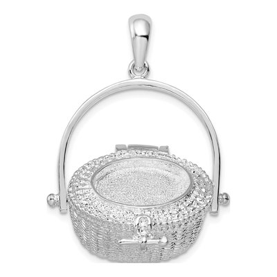 Sterling Silver 3D Nantucket Basket Pendant – view 8