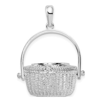Sterling Silver 3D Nantucket Basket Pendant