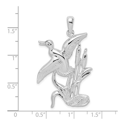 Sterling Silver Duck Cattails Pendant – view 4