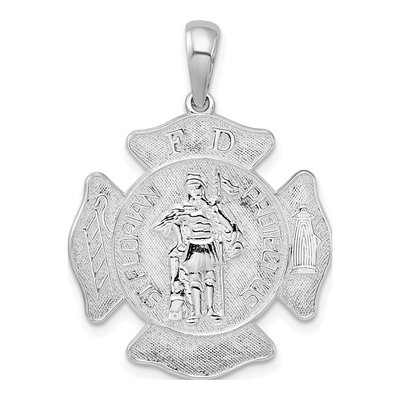 Sterling Silver St Florian Fire Dept Medal Pendant