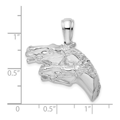 Sterling Silver Double Horse Head Pendant – view 4