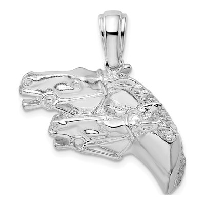 Sterling Silver Double Horse Head Pendant
