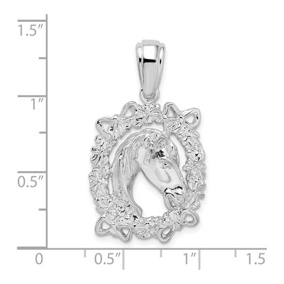 Sterling Silver Horse Head Wreath Pendant – view 4