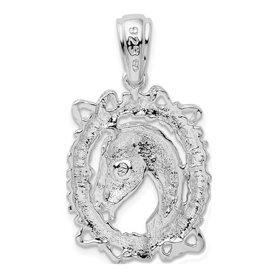 Sterling Silver Horse Head Wreath Pendant – view 5