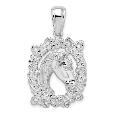Sterling Silver Horse Head Wreath Pendant