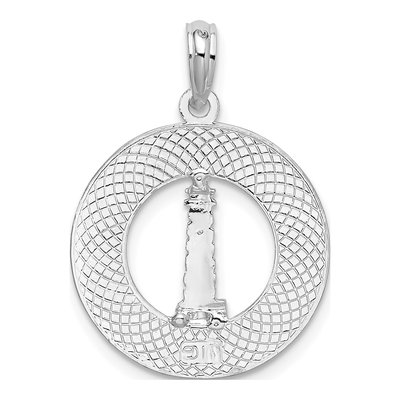 Sterling Silver Lighthouse Circle Pendant – view 5