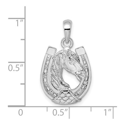 Sterling Silver Horse Head Horseshoe Pendant – view 4