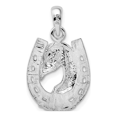Sterling Silver Horse Head Horseshoe Pendant – view 5