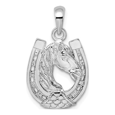 Sterling Silver Horse Head Horseshoe Pendant