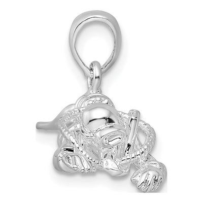 Sterling Silver 3D Scuba Diver Pendant – view 3
