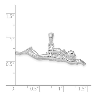 Sterling Silver 3D Scuba Diver Pendant – view 4