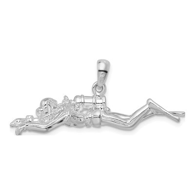 Sterling Silver 3D Scuba Diver Pendant – view 5