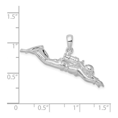 Sterling Silver 3D Female Scuba Diver Pendant – view 4